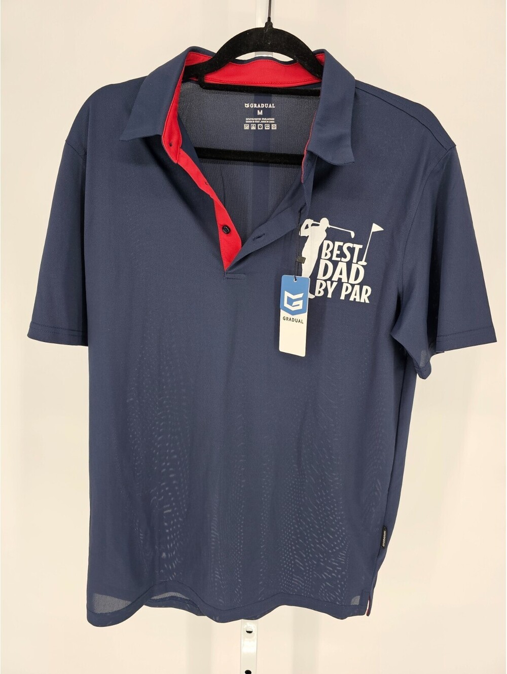 Gradual Mens Sz M Short Sleeve Polo Shirt Best Dad by Par Golfing NEW